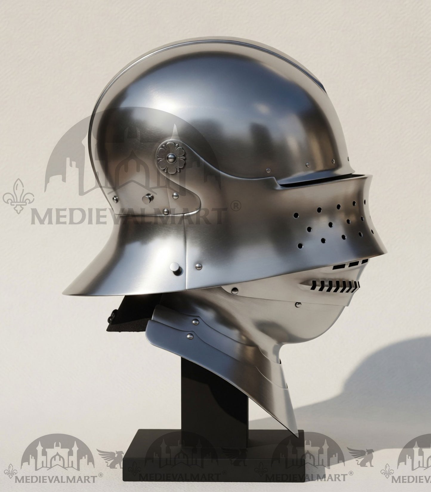 MEDIEVALMART 15 Century German Knight Closed Medieval Sallet Helmet With Neck Armor