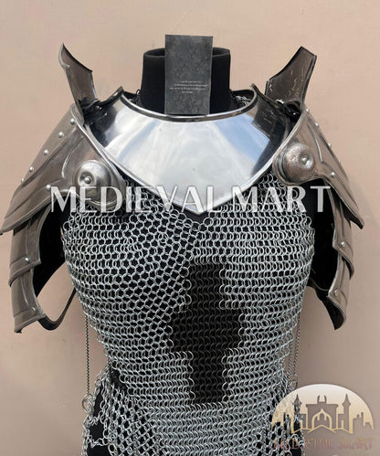 MEDIEVALMART (Isolara Dragonplate) Women’s Armor W/H Silver (Dragonfang) Jesus Chainmail Armor