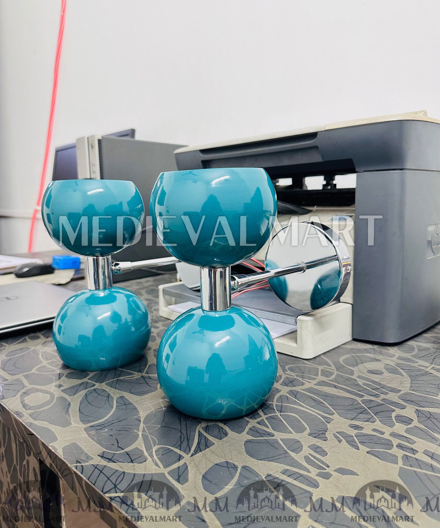 MEDIEVALMART Mid Century Italian Brass Diabolo Wall Sconce Pair - Stilnovo Style