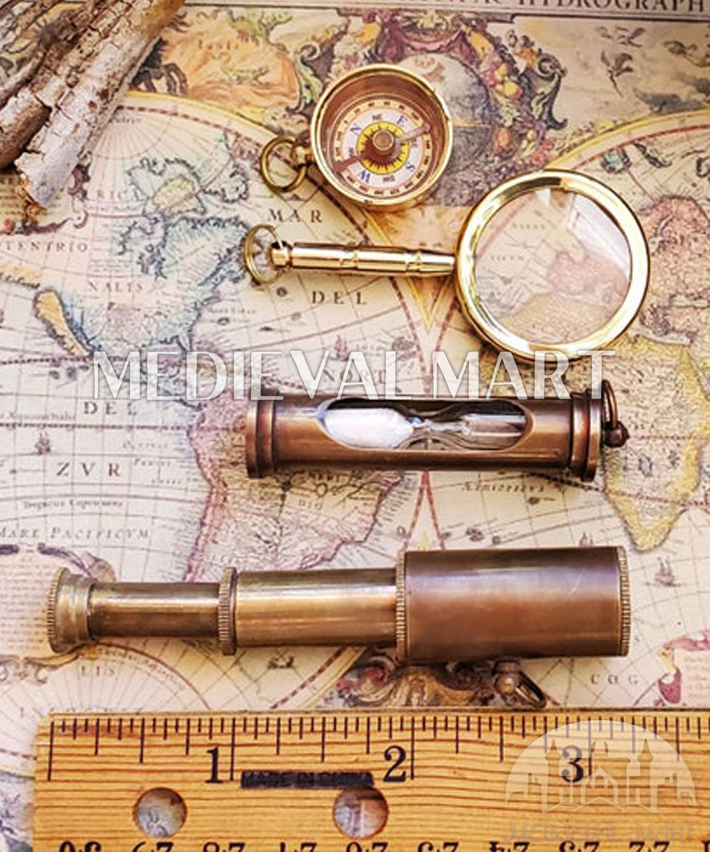 MEDIEVALMART Nautical Miniature Brass Telescope: Steampunk Nautical Spyglass Pendant