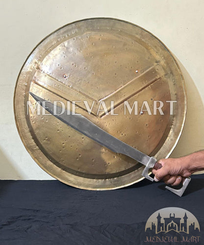 MEDIEVALMART 300 Movie Spartan Shield Replica ORG Finish W/H Sword | Gift for Dad