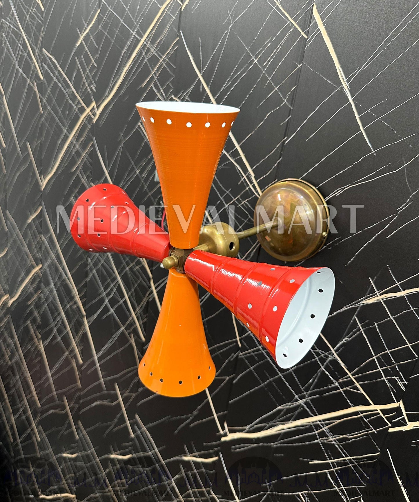 MEDIEVALMART Modern Brass Wall Sconce: Fan Style Lighting Fixture