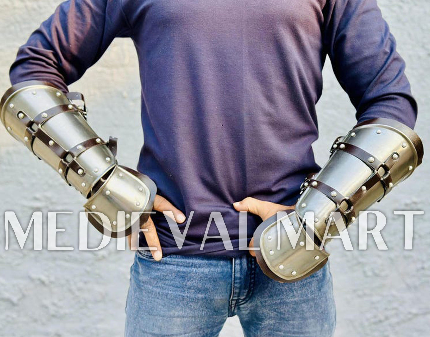 MEDIEVALMART Medieval Arm Witcher Steel Bracers Armor - LARP Armor