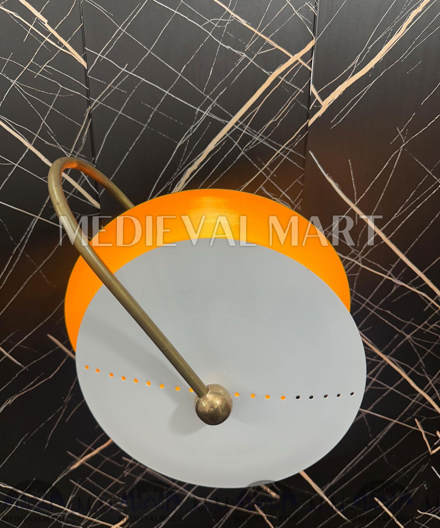 MEDIEVALMART Handcrafted Brass Round Wall Sconce: Modern Bedside Lighting