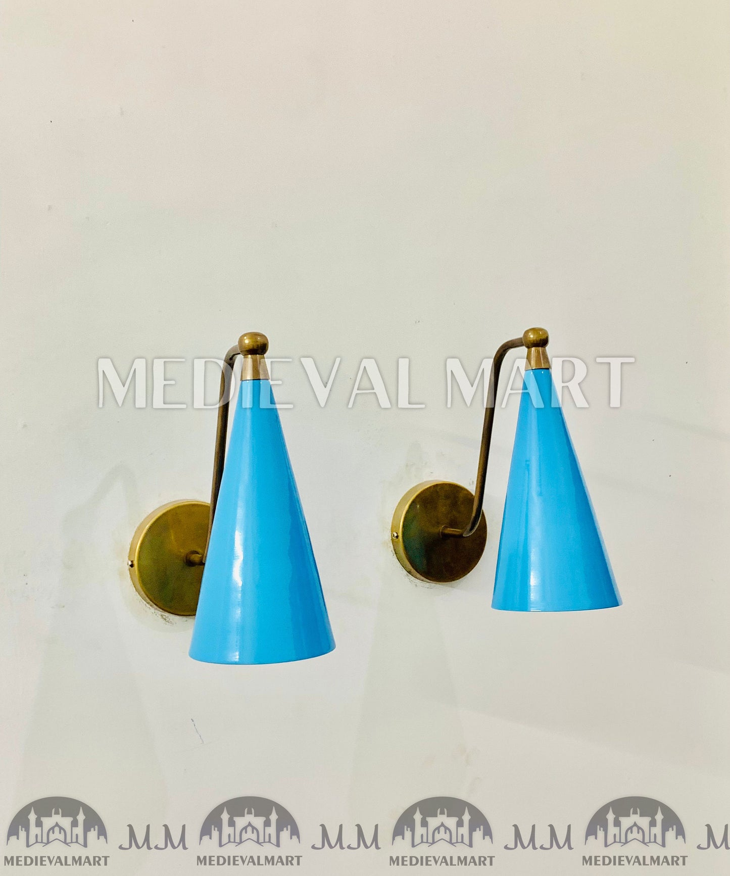 MEDIEVALMART Mid Century Italian Diabolo Cone Shape Style Wall Sconce Light