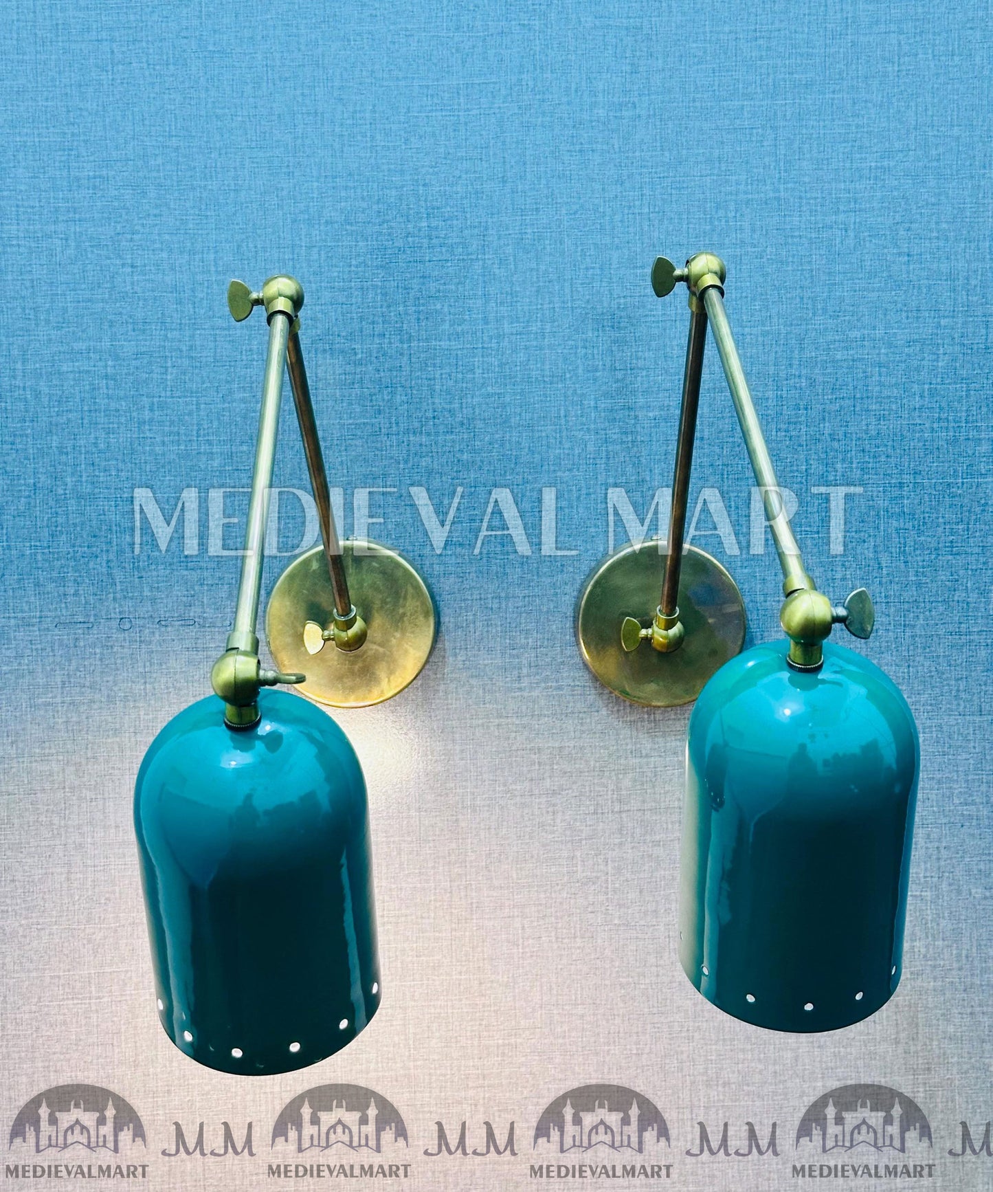 MEDIEVALMART Mid-Century Italian Brass Diabolo Wall Sconce - Bedside Lamp (Set of Two)