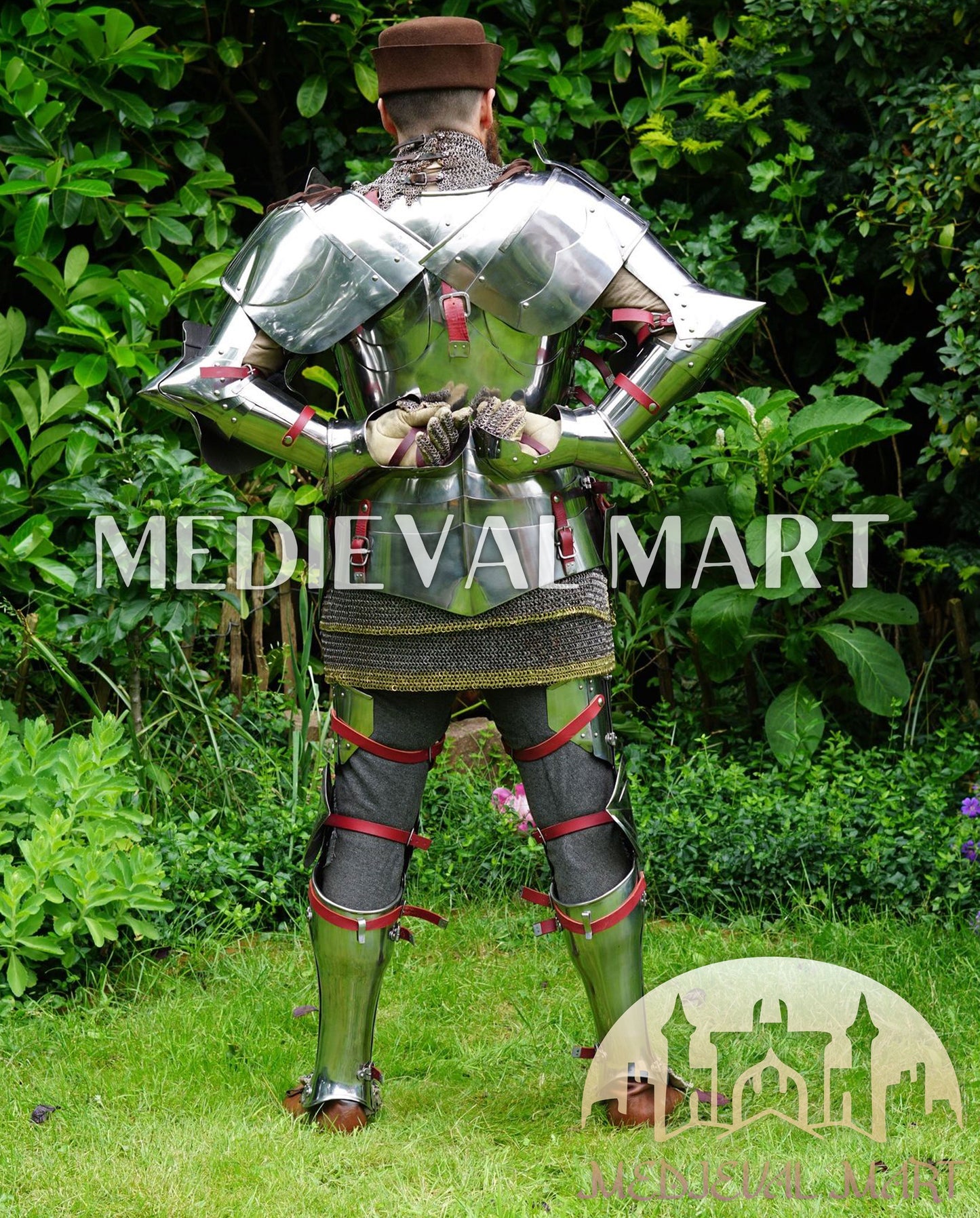 MEDIEVALMART 15th Century Gothic Parade Knight Armor | Late Medieva Full Plate Chainmail Suit for Reenactment