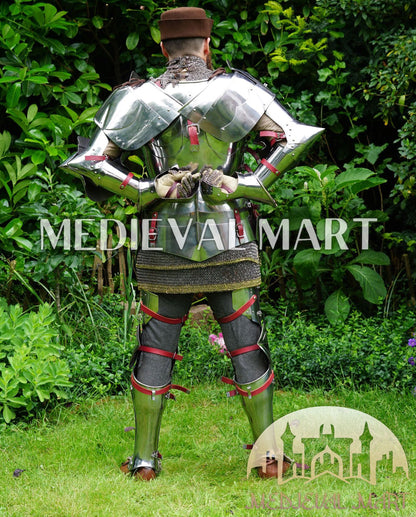 MEDIEVALMART 15th Century Gothic Parade Knight Armor | Late Medieva Full Plate Chainmail Suit for Reenactment