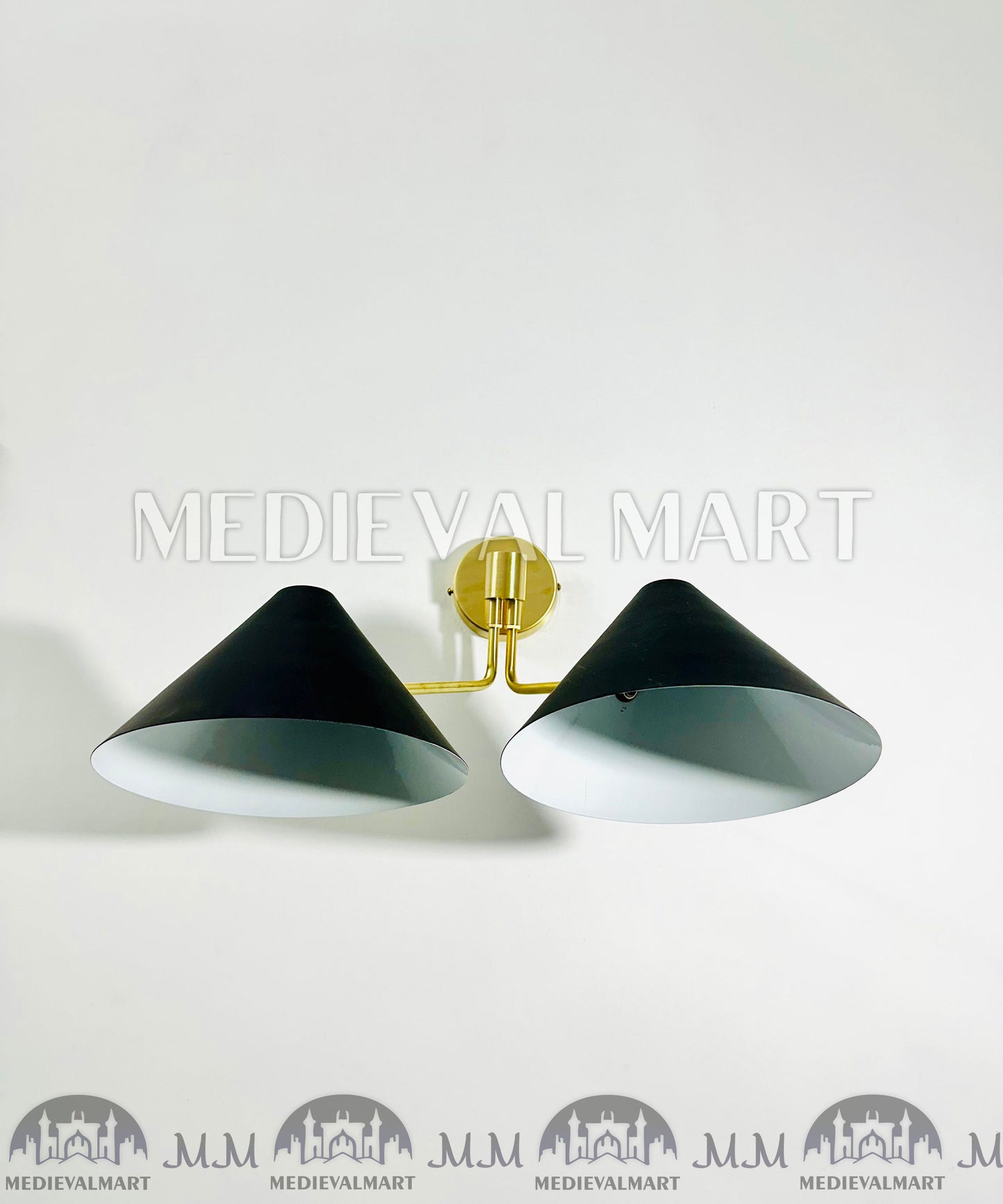 MEDIEVALMART Mid Century Brass Wall Lamp: Japanese Shade Sconce Lighting