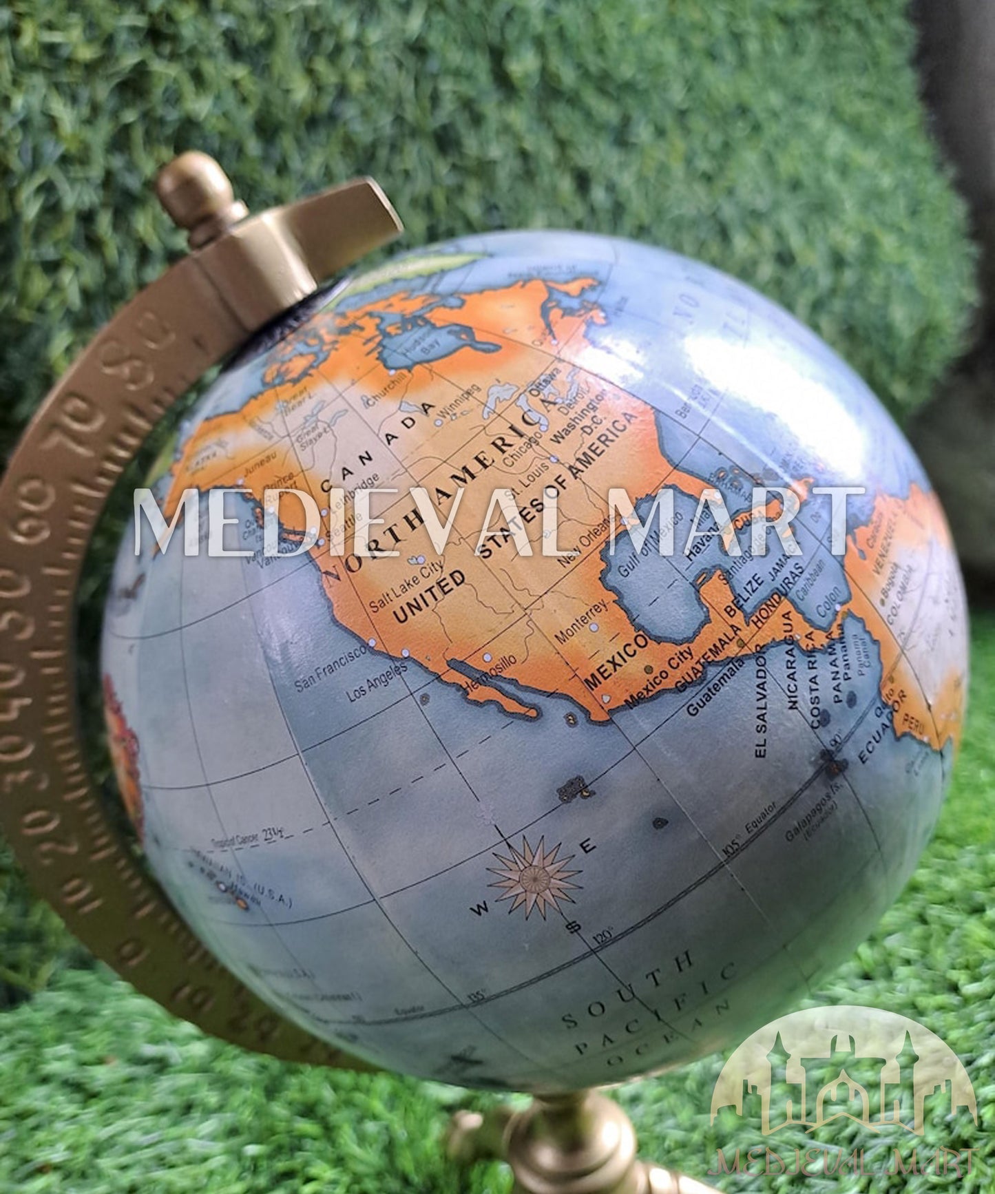 MEDIEVALMART Handmade Vintage Replogle 12” Diameter Globe, with antique brass The Crafted Delight