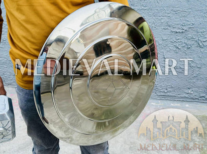 MEDIEVALMART Marvel Legend Captain America Shield Chrome Finish Marvel Prop Replica