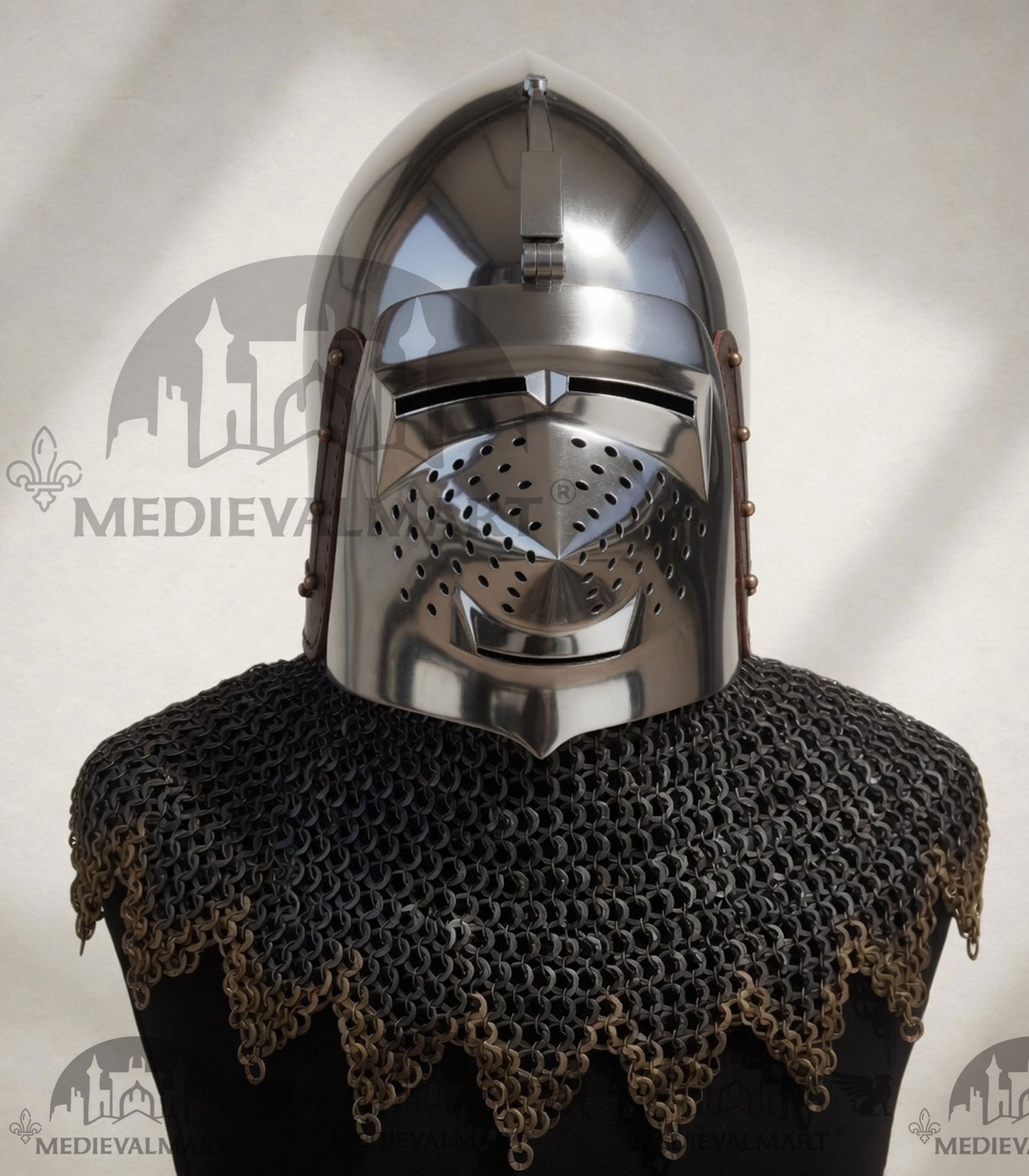 MEDIEVALMART XIV Century Medieval Houndskull "Lorenzo" Bascinet Visor Helmet HMB; IMCF
