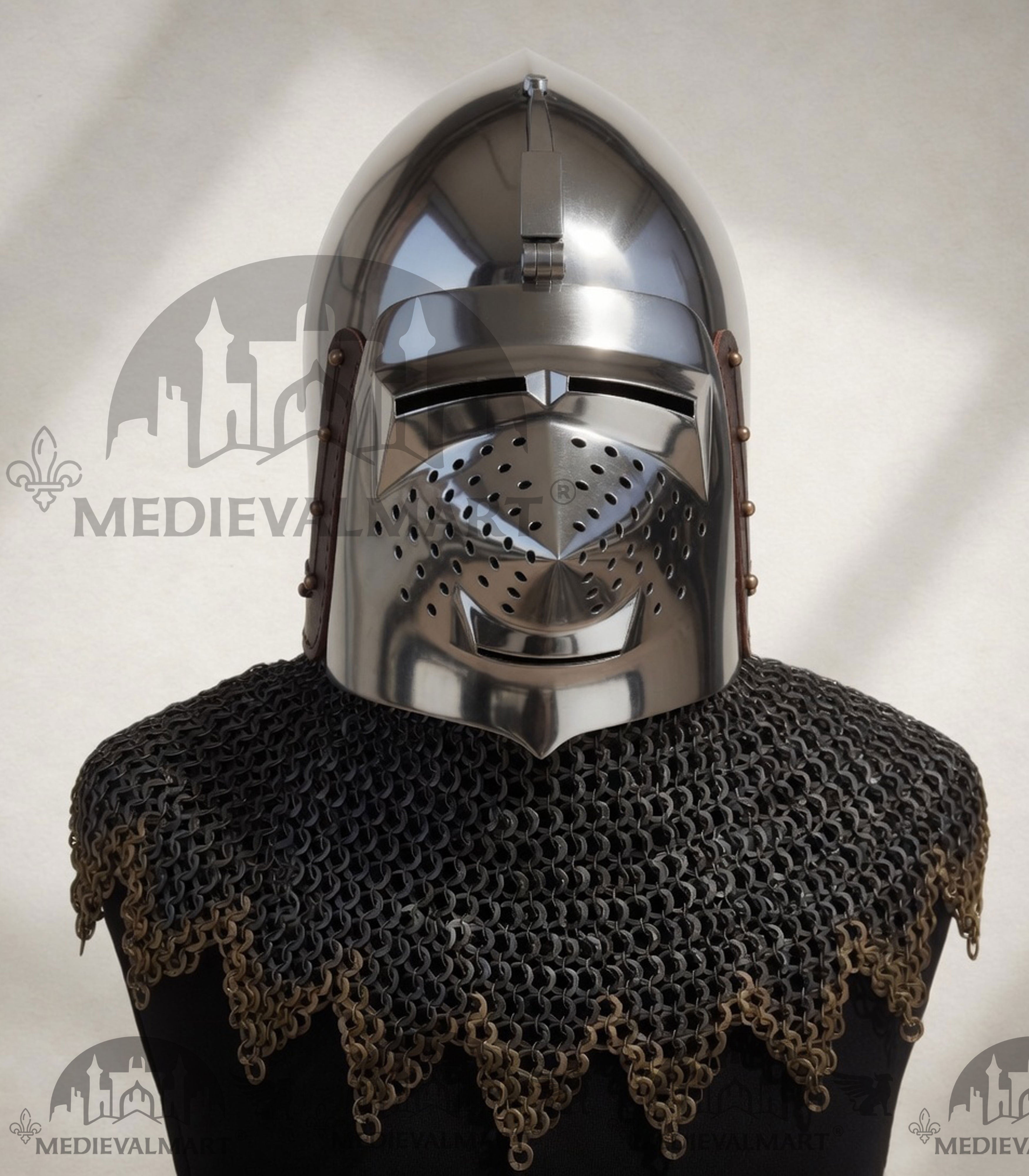 MEDIEVALMART XIV Century Medieval Houndskull "Lorenzo" Bascinet Visor Helmet HMB; IMCF