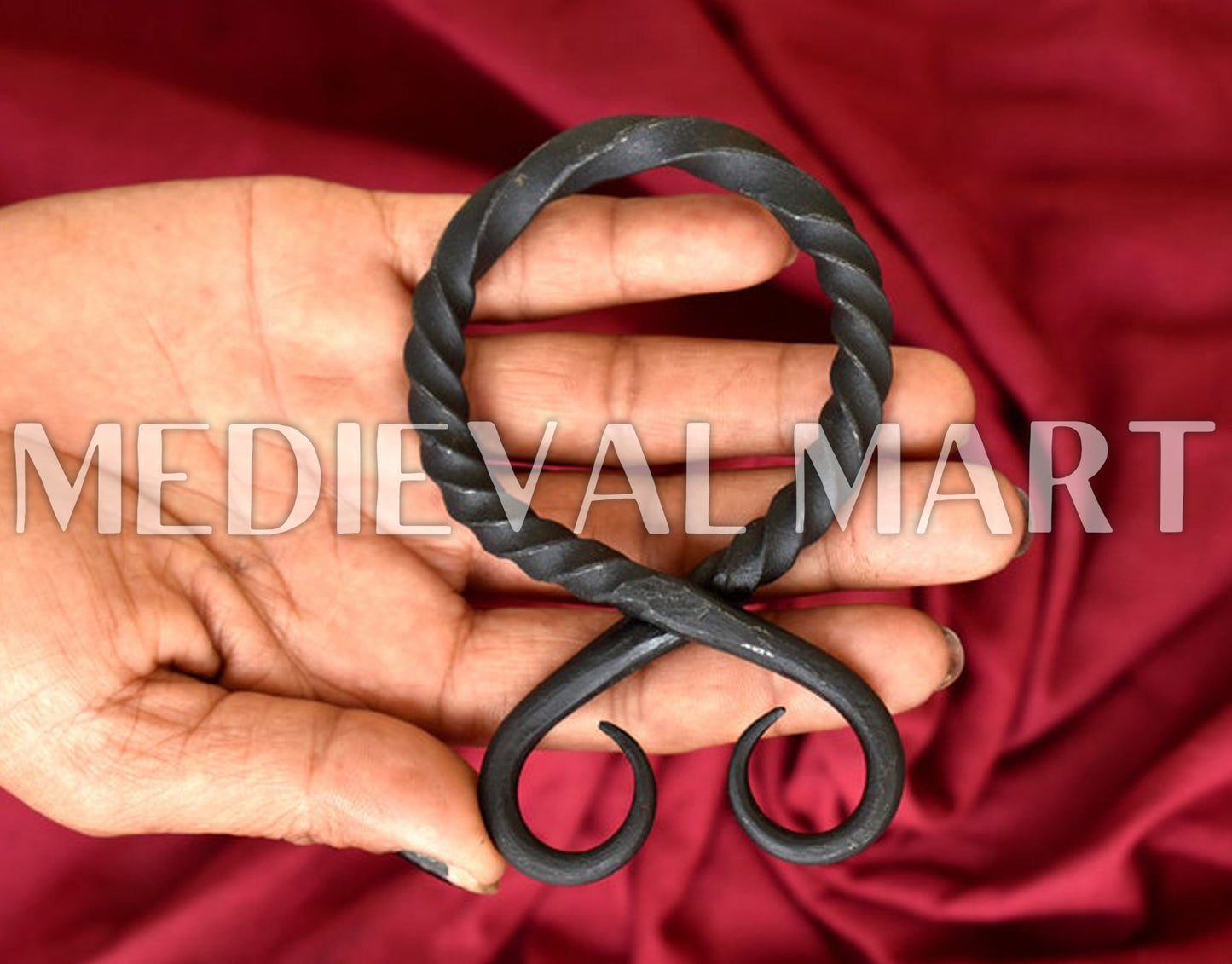 MEDIEVALMART Medieval Hand Forged Iron Troll Cross Belt Buckle