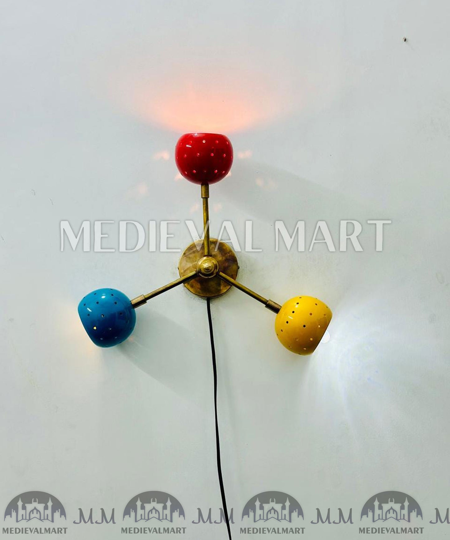 MEDIEVALMART Modern Brass Sputnik Wall Sconce: Multi Color Starburst Light