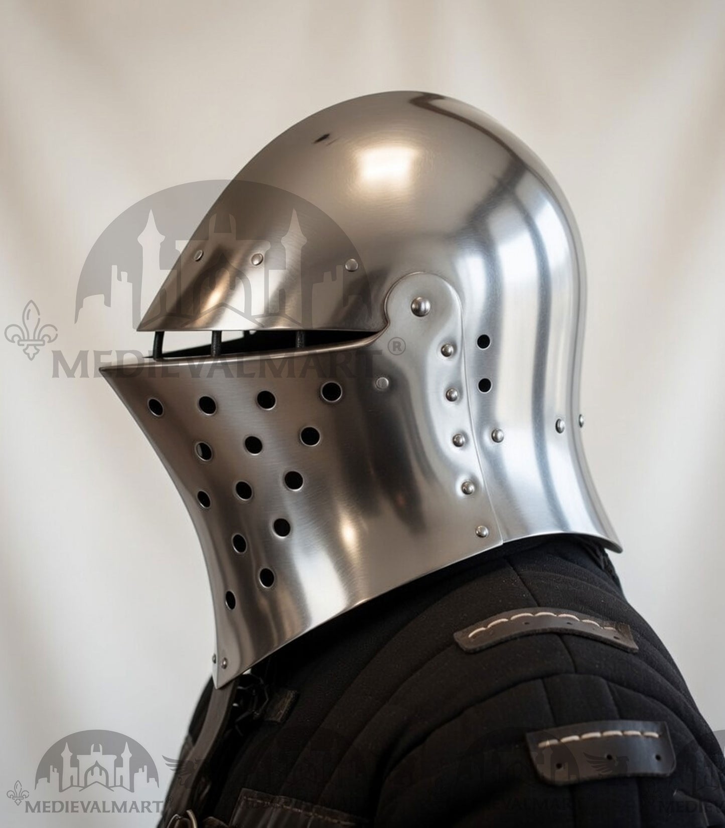 MEDIEVALMART 14th-Century Gothic European knight Modern Fighting Samson Helmet for IMCF