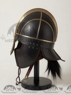 MEDIEVALMART Anglo Saxon Vendel Helmet – Medieval Viking Helmet with Brass Trim for Reenactment