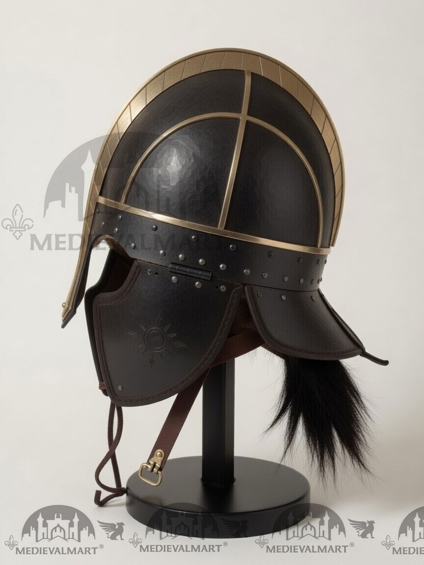 MEDIEVALMART Anglo Saxon Vendel Helmet – Medieval Viking Helmet with Brass Trim for Reenactment