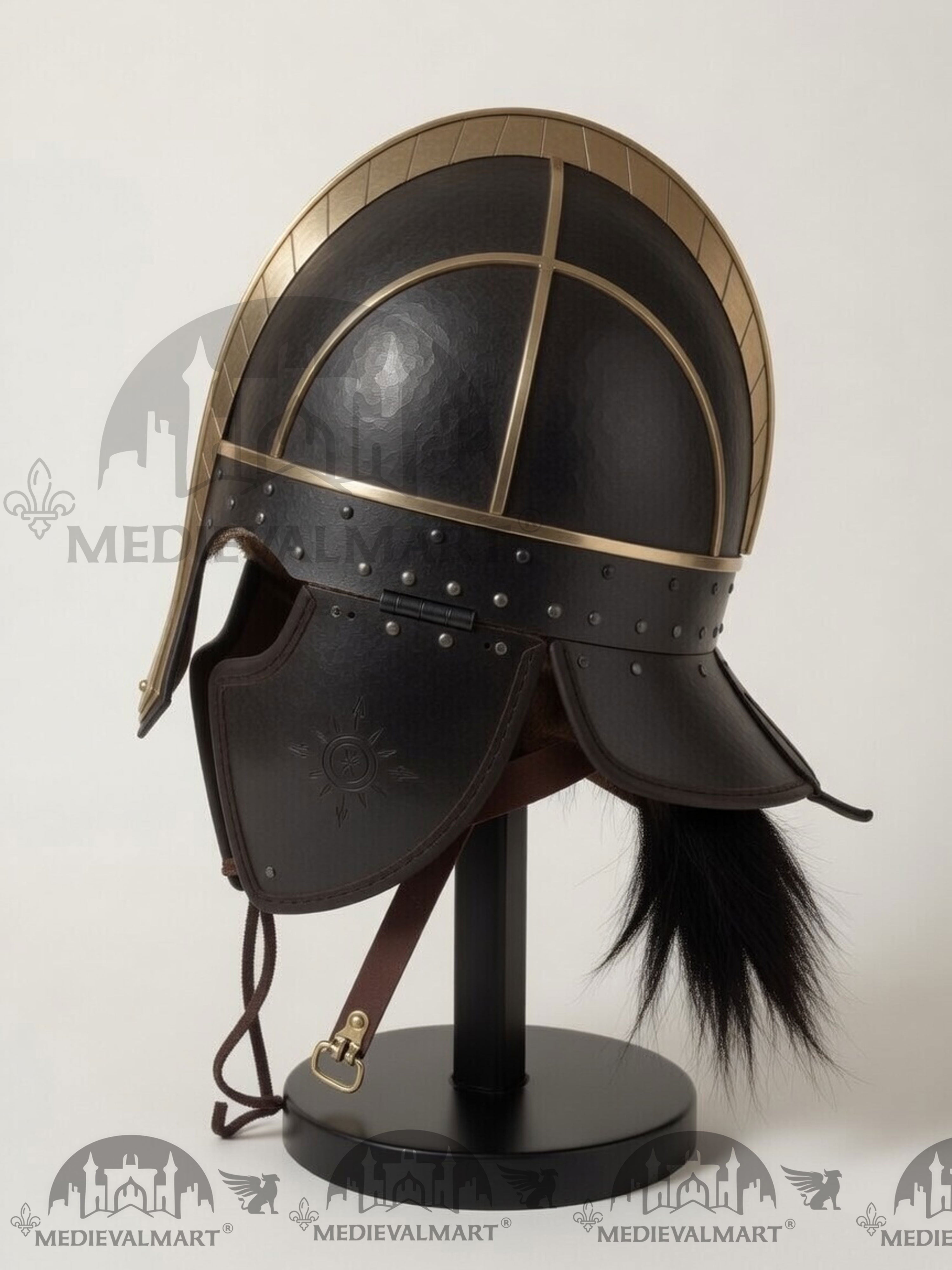 MEDIEVALMART Anglo Saxon Vendel Helmet – Medieval Viking Helmet with Brass Trim for Reenactment