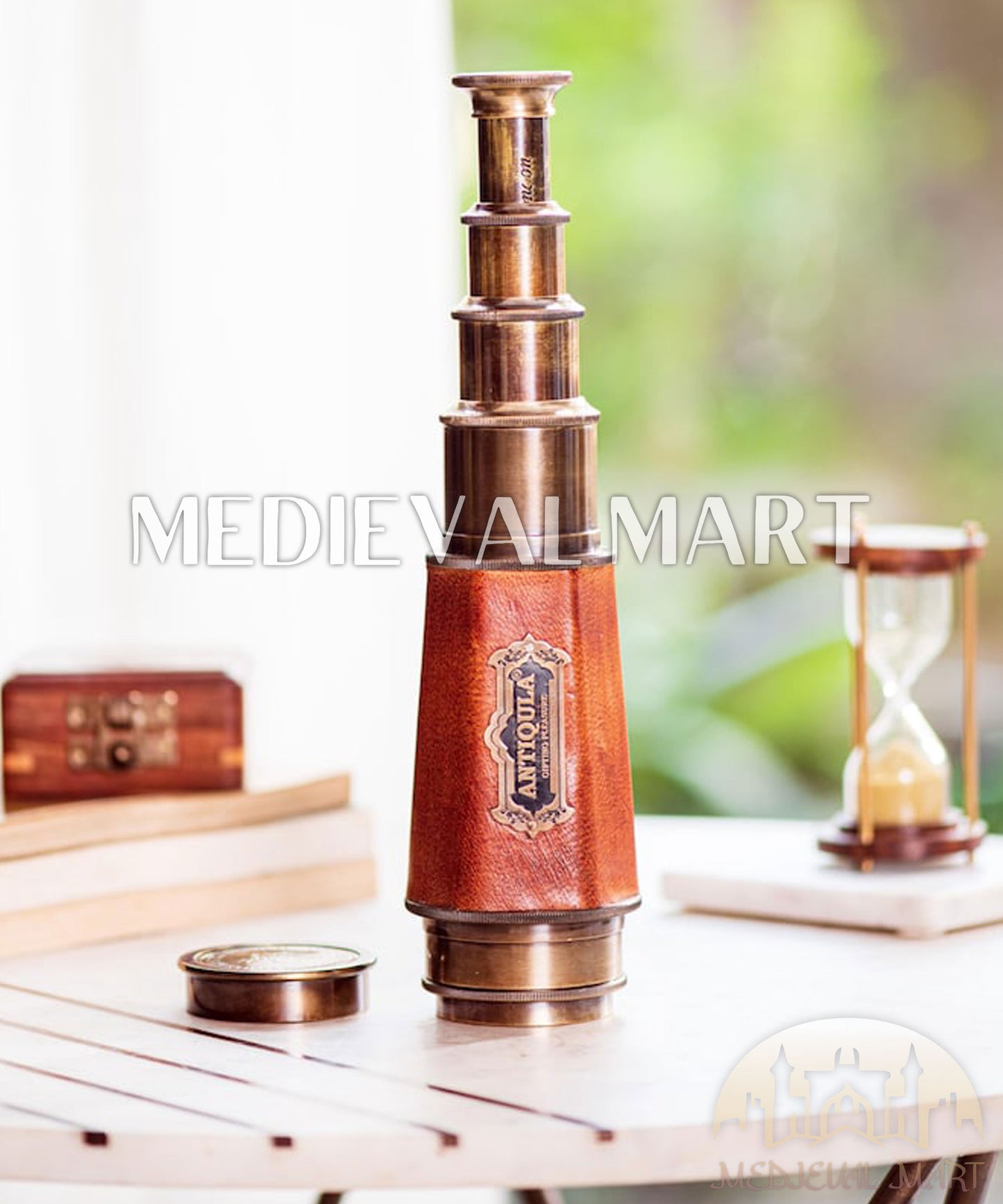MEDIEVALMART Brass Pirate Telescope: 20-Inch Spyglass, 15X Magnification Gift for Christmas