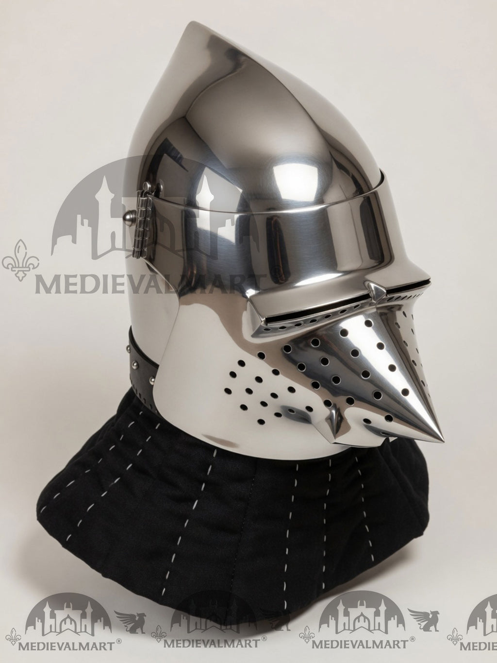MEDIEVALMART Medieval Pig-Face Bascinet Helmet / Medieval Milan hound skull Bascinet helmet / Reenactment Helmet