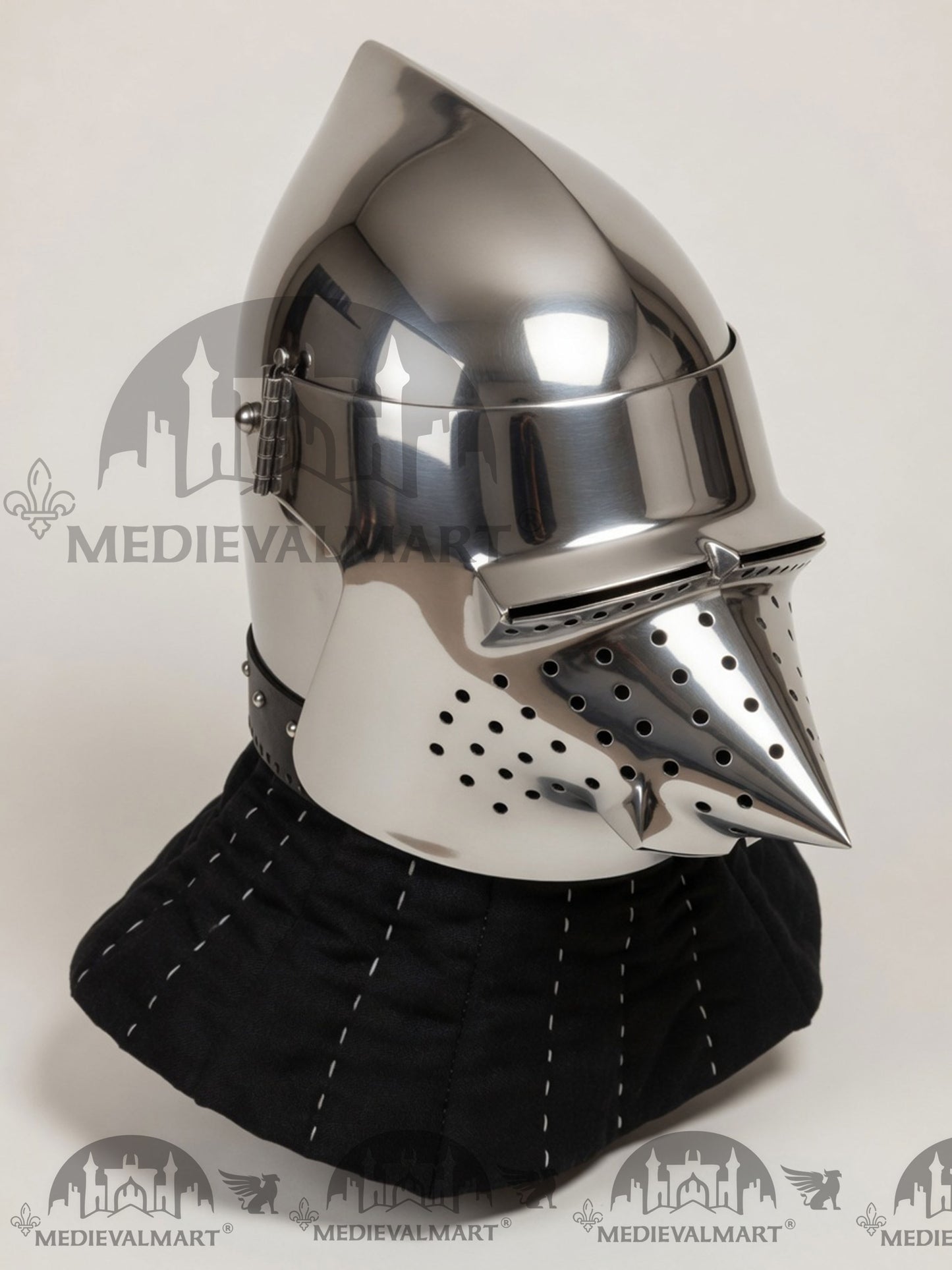 MEDIEVALMART Medieval Pig-Face Bascinet Helmet / Medieval Milan hound skull Bascinet helmet / Reenactment Helmet