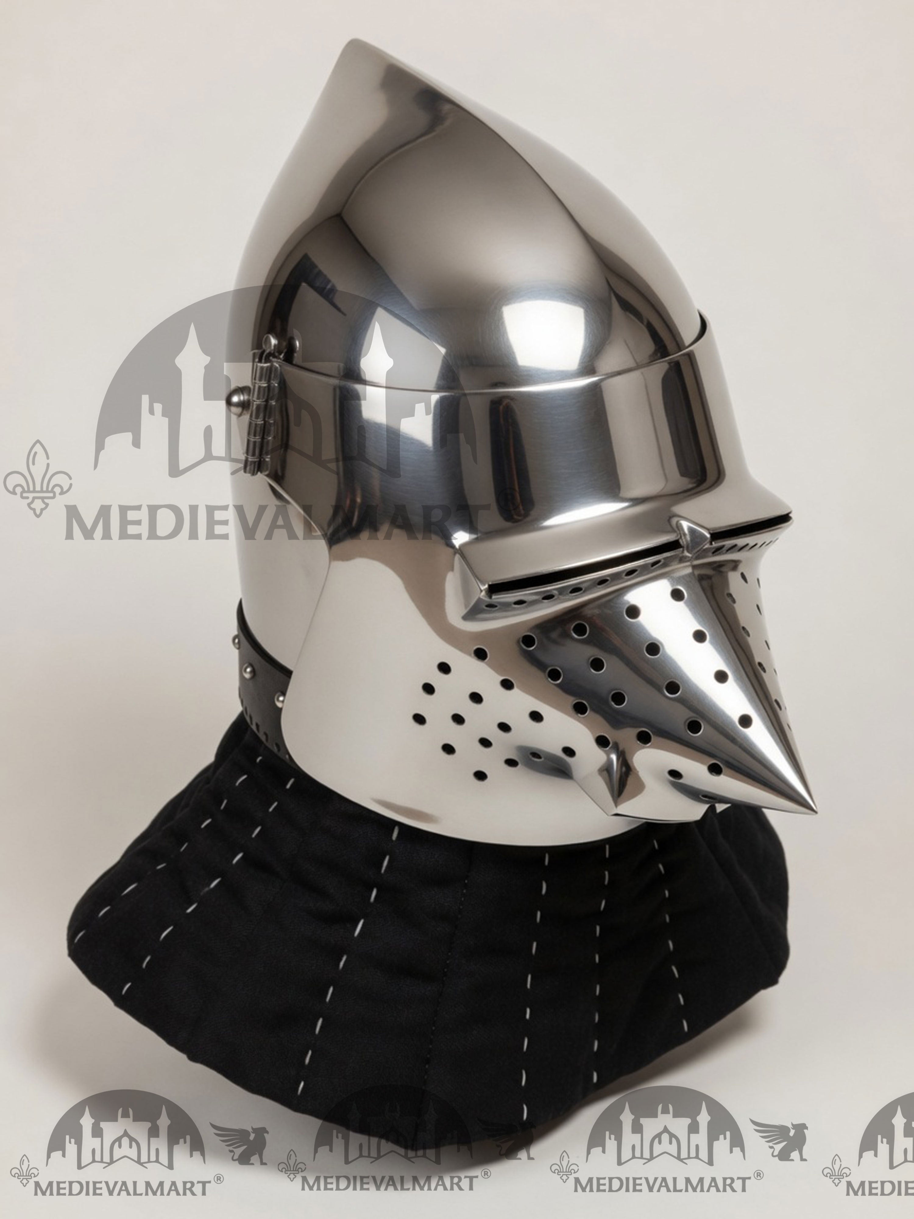 MEDIEVALMART Medieval Pig-Face Bascinet Helmet / Medieval Milan hound skull Bascinet helmet / Reenactment Helmet