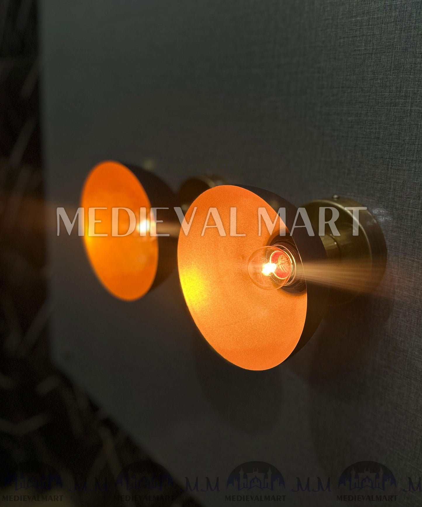 MEDIEVALMART Industrial Black and Gold Wall Sconce: Modern Dome Light Fixture