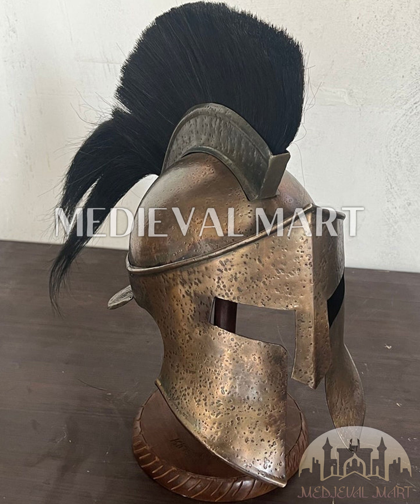 MEDIEVALMART "300" Movie Spartan King Leonidas In Battle Edition Helmet W/H Free Stand | 300 Props