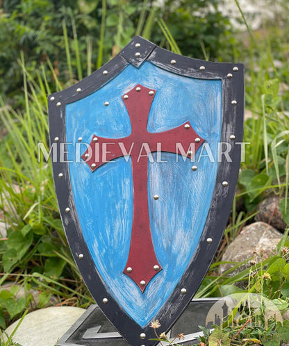 MEDIEVALMART Medieval Templar Cross Crusader Wooden Shield | Gift for Christmas Day