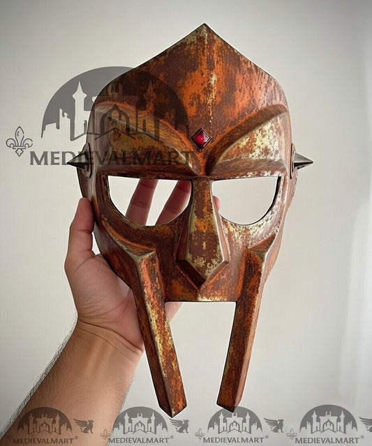MEDIEVALMART PREMIUM MF DOOM Mask Mad Villain Copper Rusted Finish Steel Face Armor