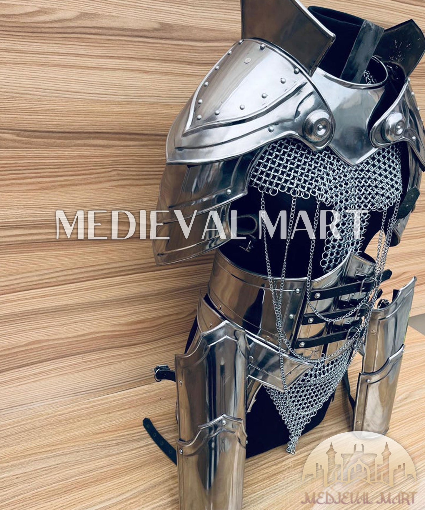 MEDIEVALMART (Isolara Dragonplate) Women’s Armor W/H  (MoonFire) Chainmail + Frost Belt + Arms Armor