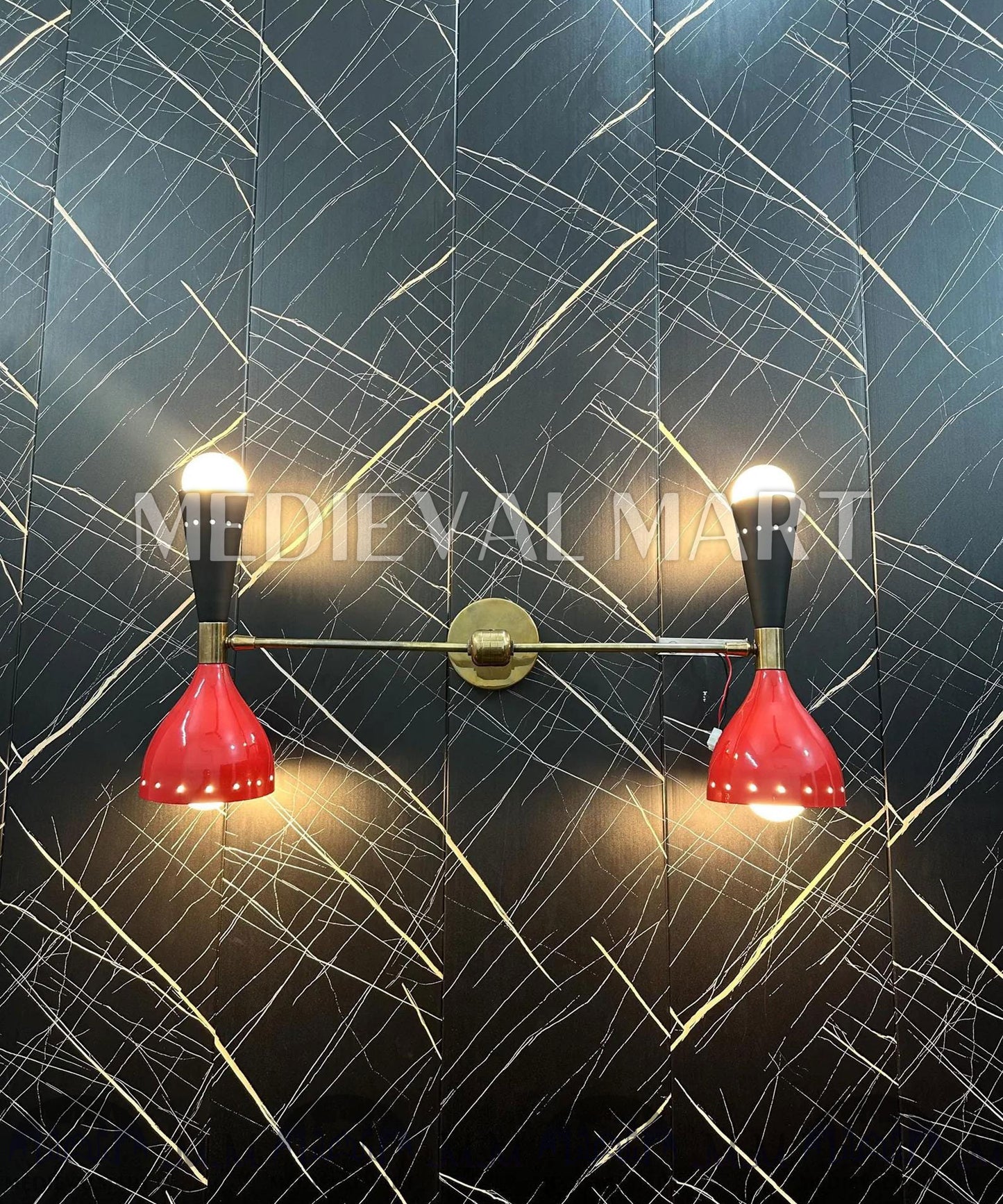 MEDIEVALMART Mid Century Handcrafted Modern Brass Wall Sconce: Italian Lighting Fixture