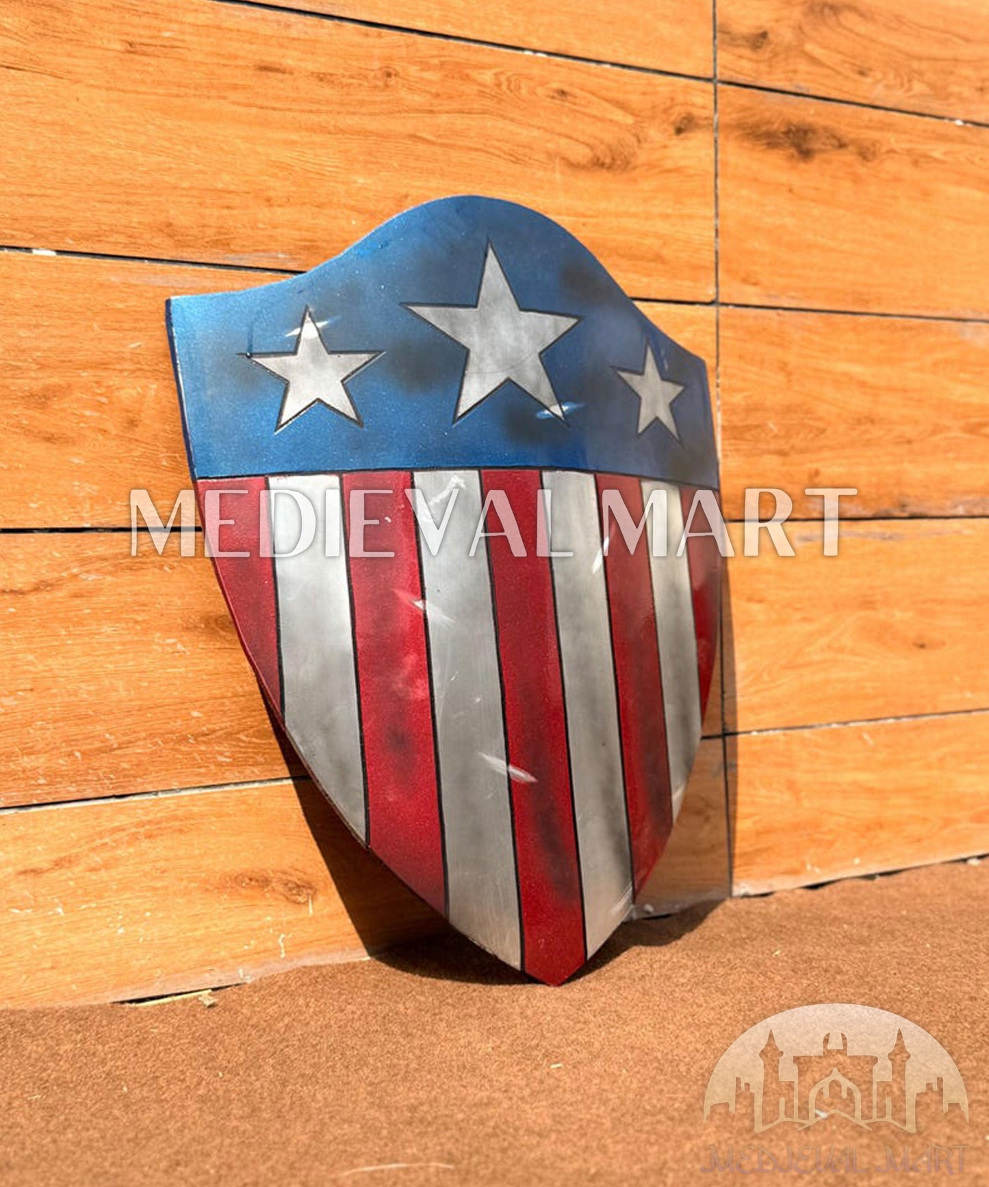 MEDIEVALMART Marvel Avengers Steve Rogers Damaged Shield 24" Inch | Gift for Son