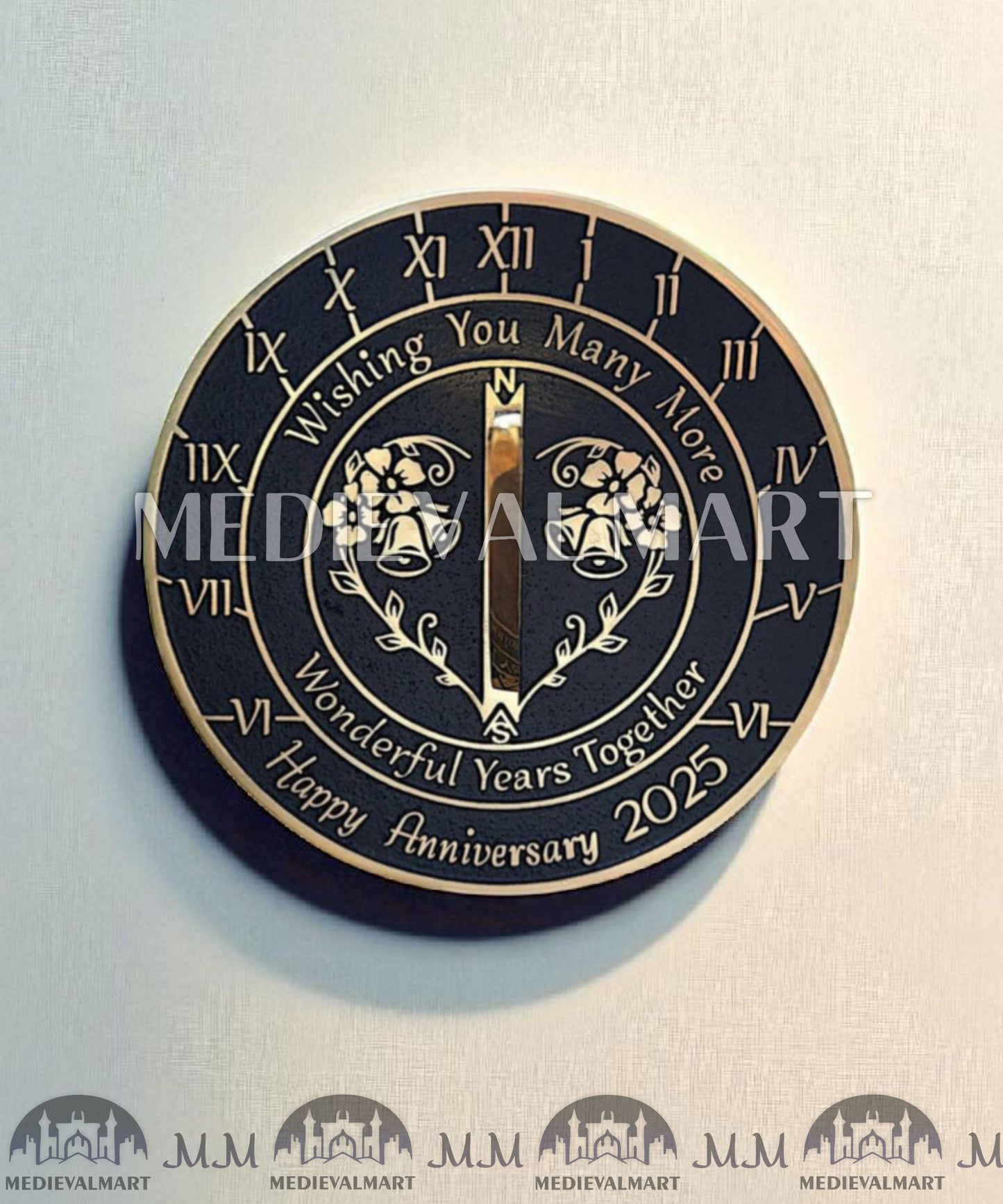 MEDIEVALMART "Wonderful Years" Happy Anniversary Sundial Clock Best Gift For Parents Anniversary Day
