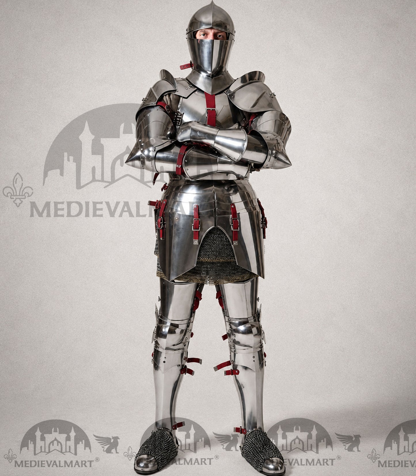 MEDIEVALMART 15th Century Gothic Parade Knight Armor | Late Medieva Full Plate Chainmail Suit for Reenactment