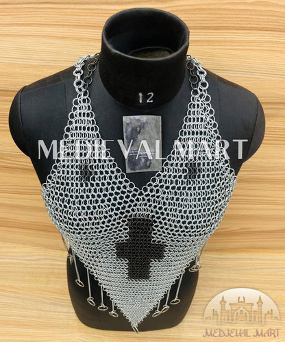 MEDIEVALMART Women’s Silver (Dragonfang) Jesus Chainmail Armor W/o Skirt