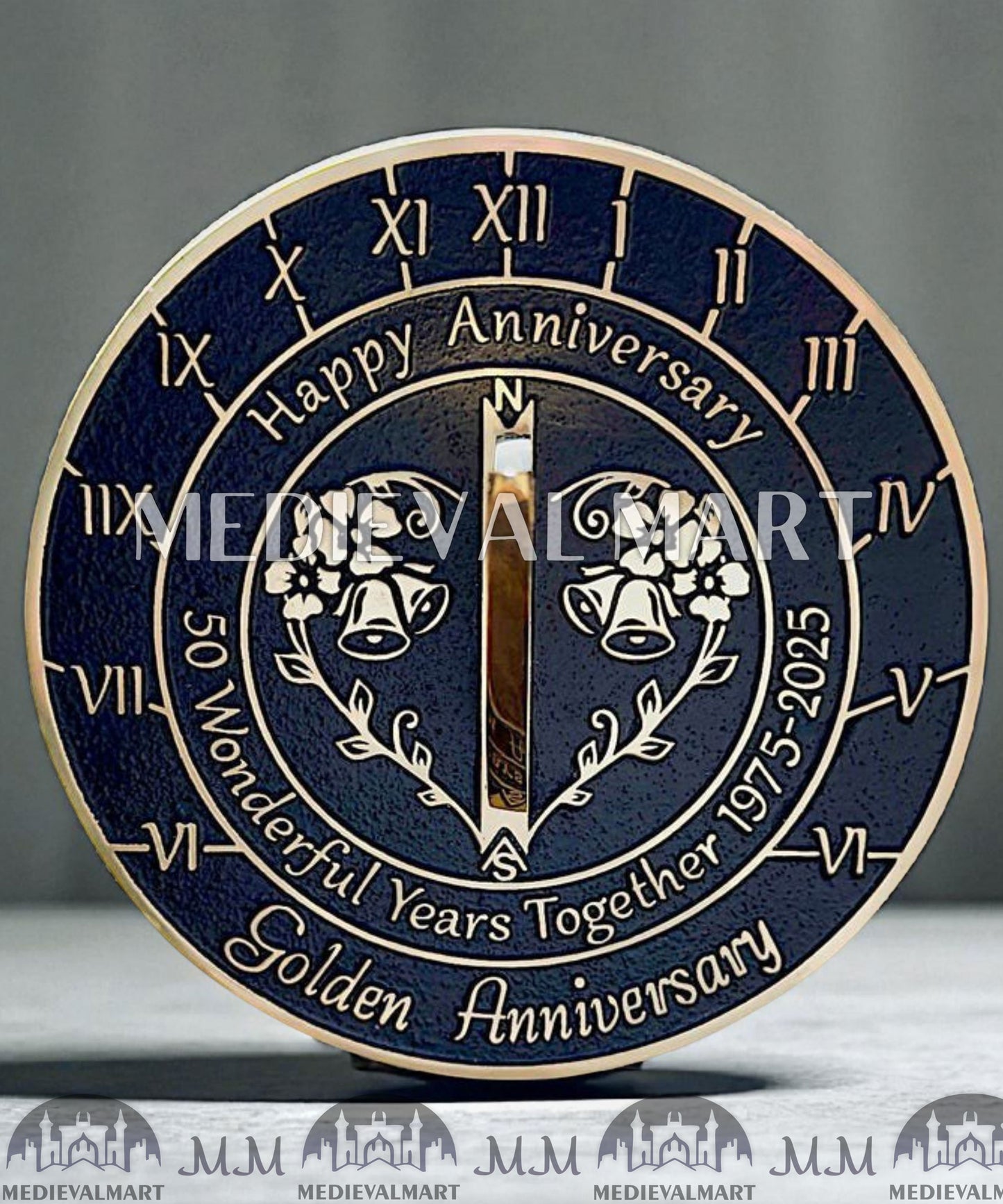 MEDIEVALMART 50th "Wonderful Years" Golden Anniversary Sundial Coral Gift For Parents Anniversary