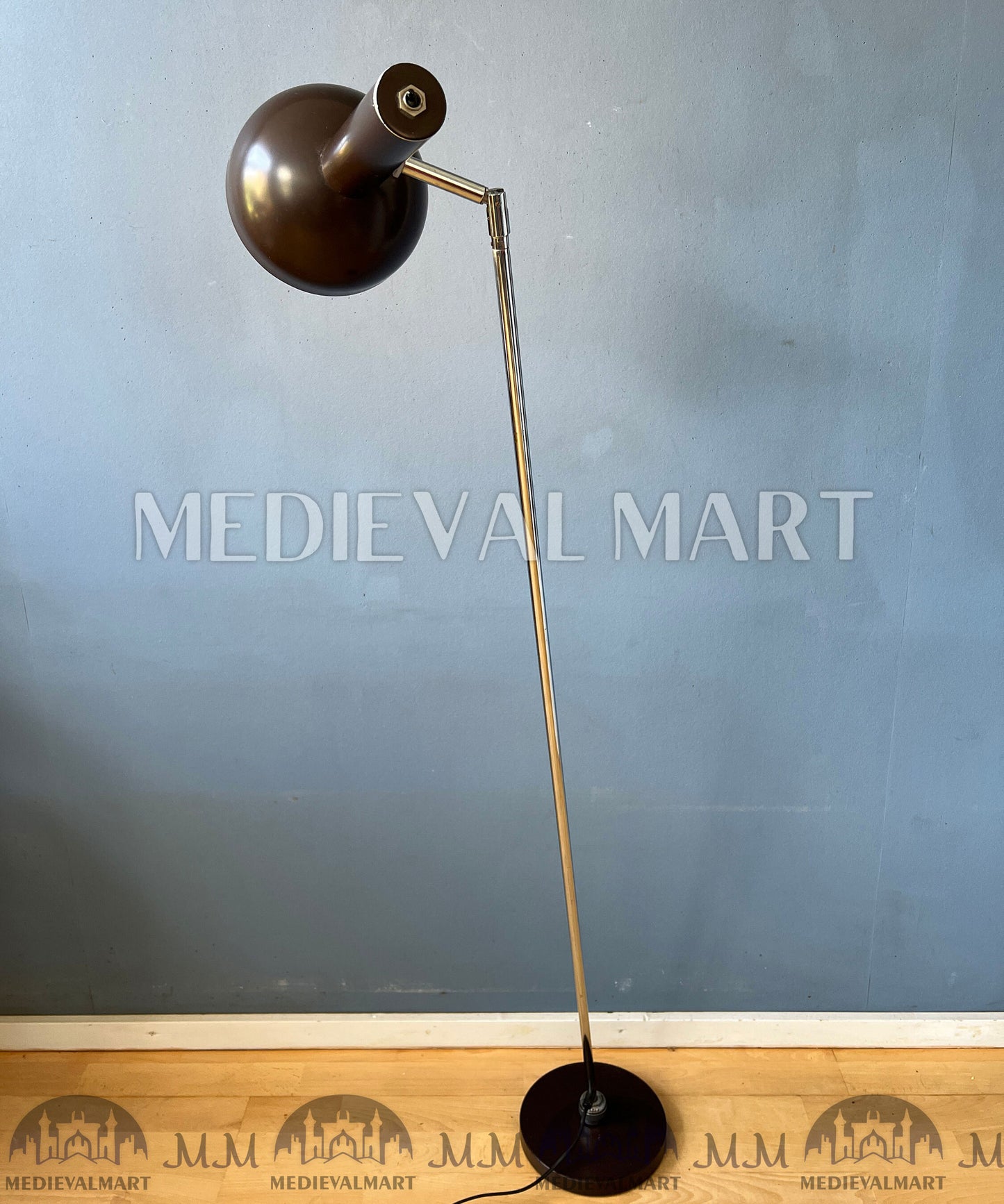 MEDIEVALMART Mid Century Vintage Hala Brown Ball Rotating Floor Lamp