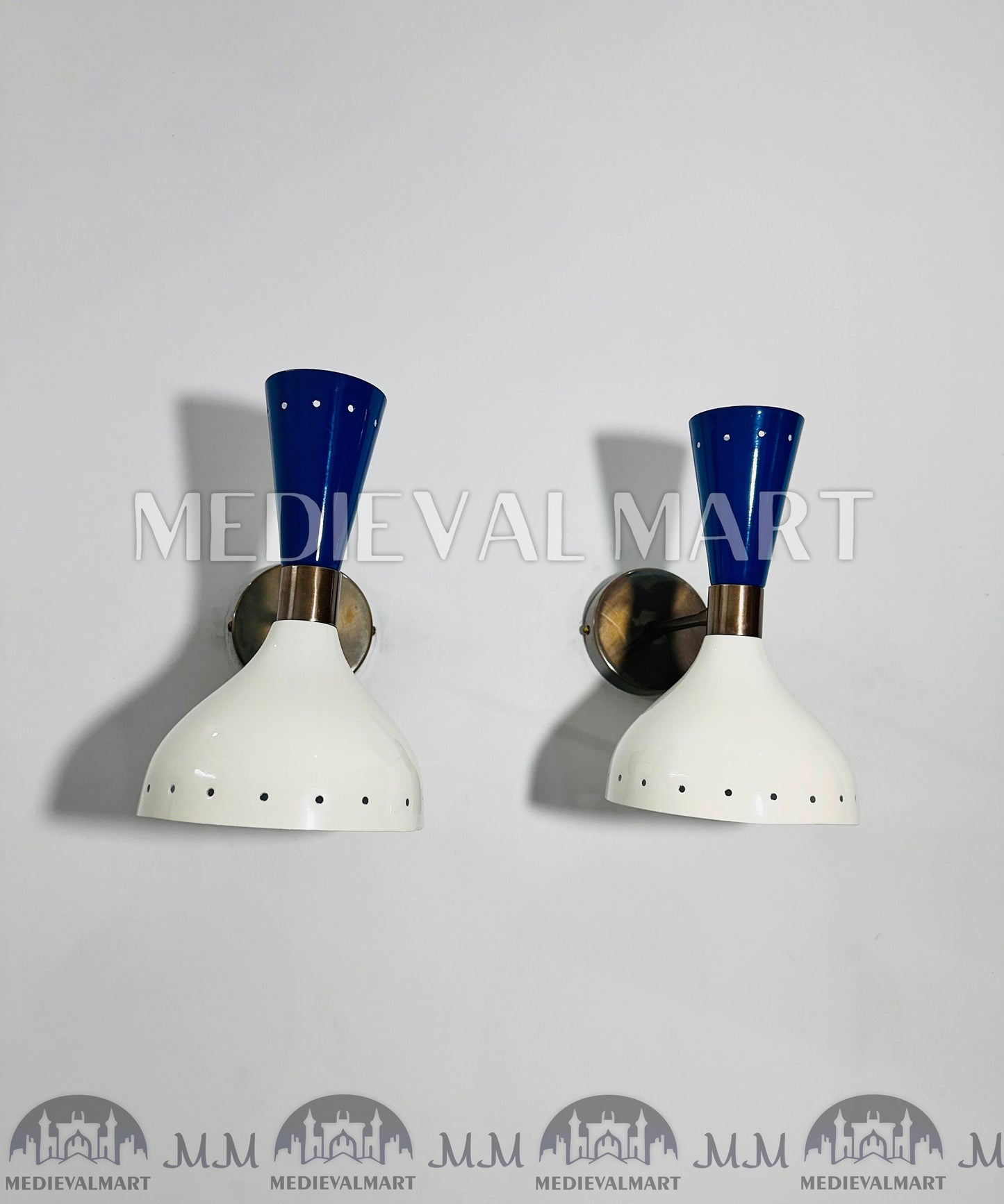 MEDIEVALMART Mid-Century Modern Brass Wall Sconce - Italian Diabolo Style - Set of 2