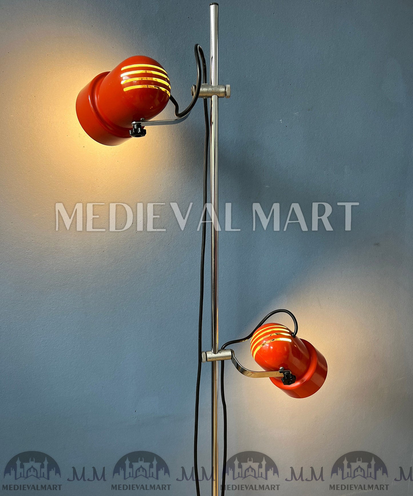 MEDIEVALMART 1960s Italian Red Mid Century Space Age Floor Lamp