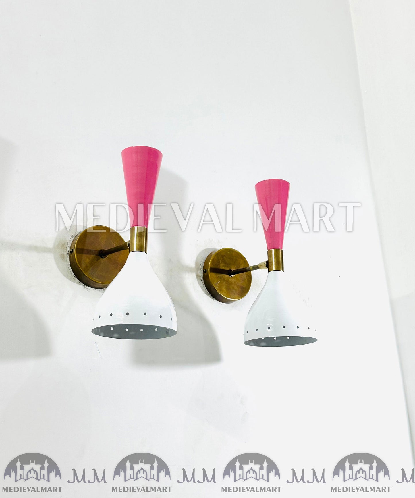 MEDIEVALMART Mid Century Brass Wall Sconce Pair Italian Adjustable Diablo Lamp Vanity Lighting Fixture