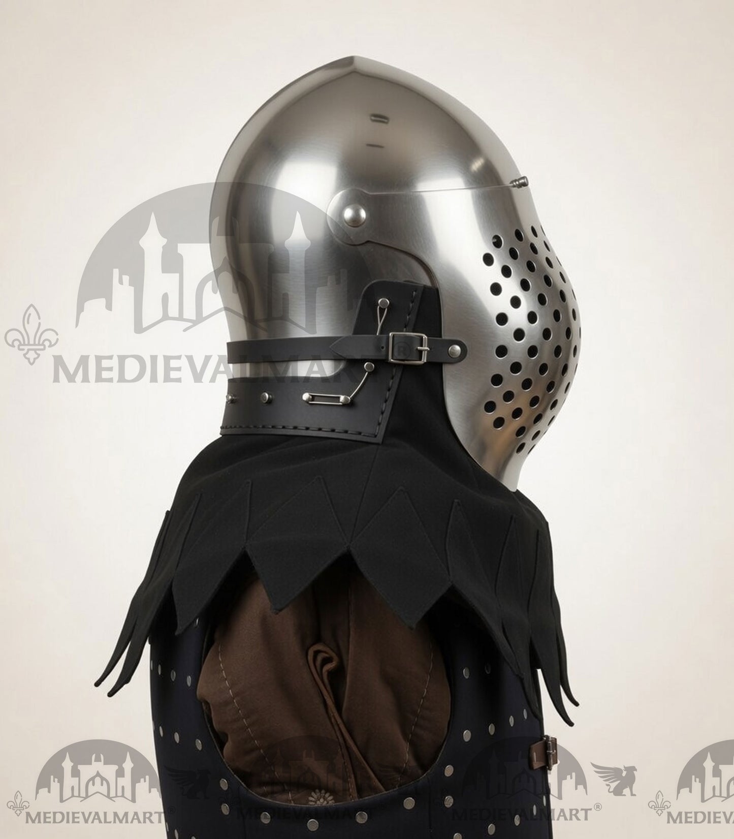 MEDIEVALMART Medieval Archaic “Eisenkopf” Bacinet Helmet Italian HMB; SCA "Bellifortis"