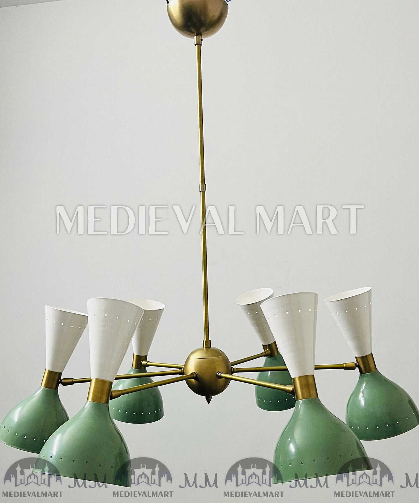 MEDIEVALMART Beautiful Mid Century Stilnovo Style Modern Brass Sputnik Chandelier (6 Arms 12 Light)