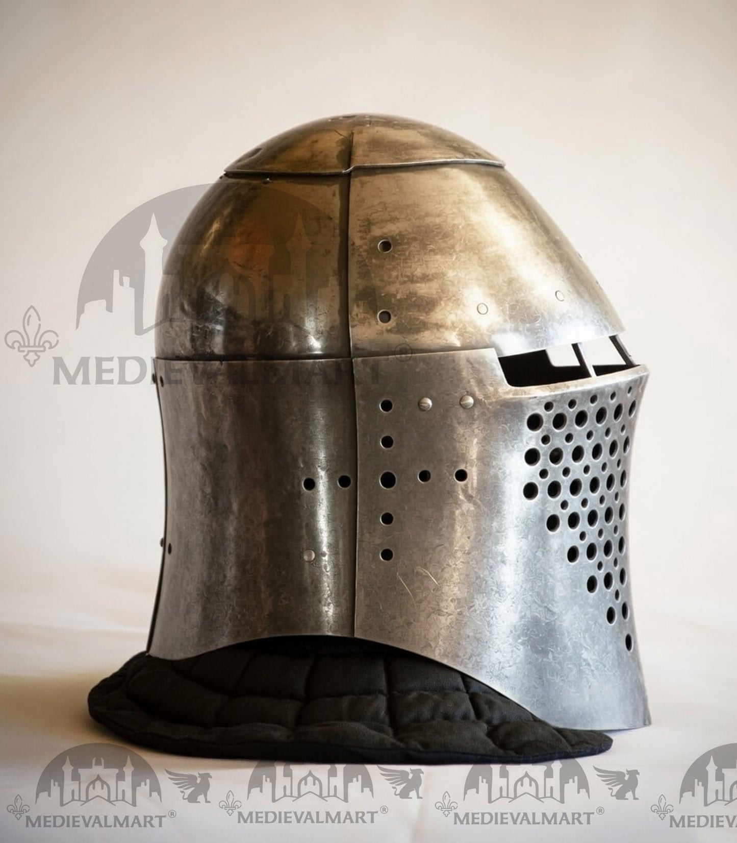 MEDIEVALMART The Great Alexander Hard Steel Edition War Damage Helmet on full Size