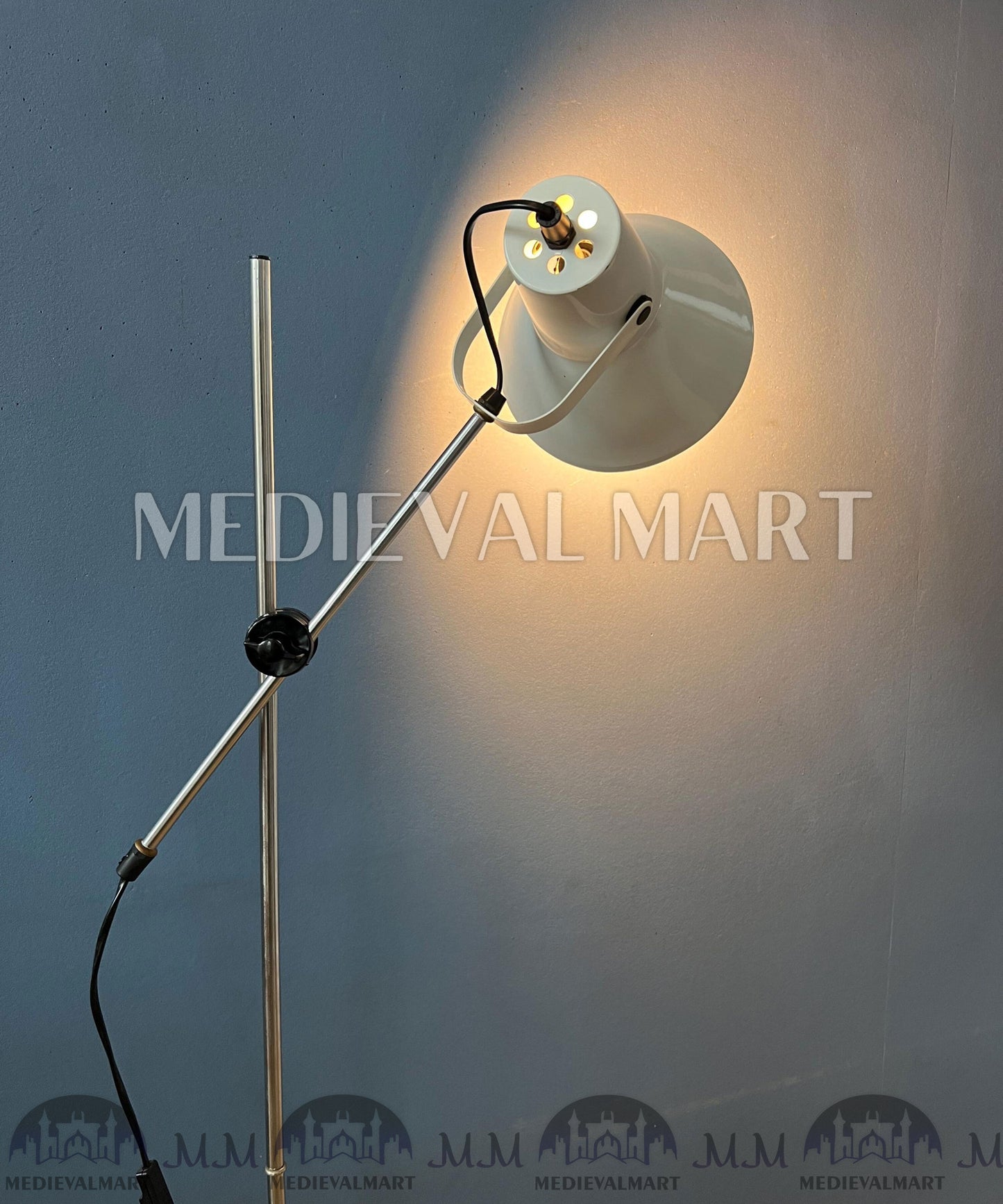 MEDIEVALMART Italian Small Vintage White Flexible Floor Lamp Best Home Light