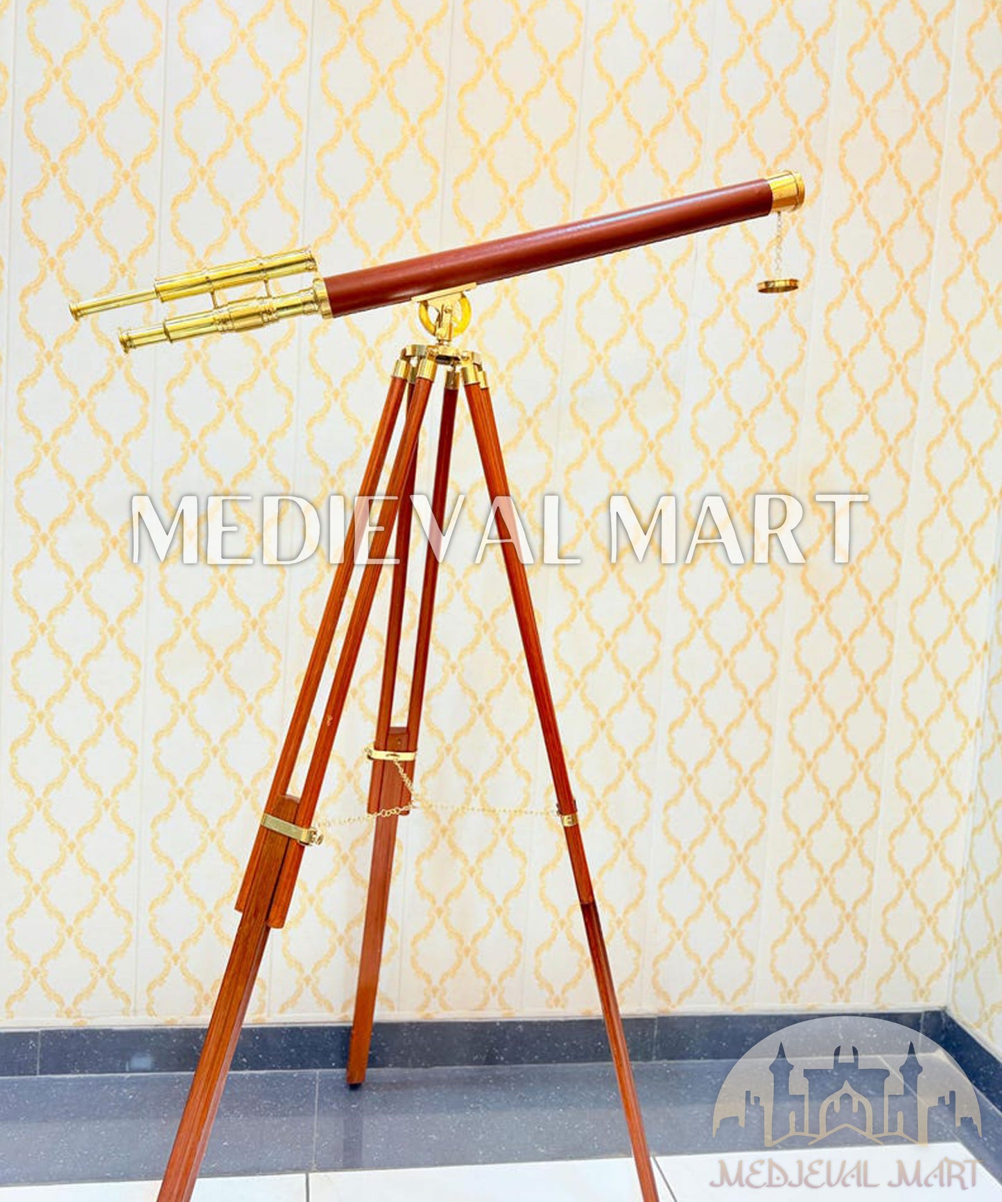 MEDIEVALMART Nautical Brass (40 Inch) Telescope on Adjustable Tripod Stand Gift for Dad
