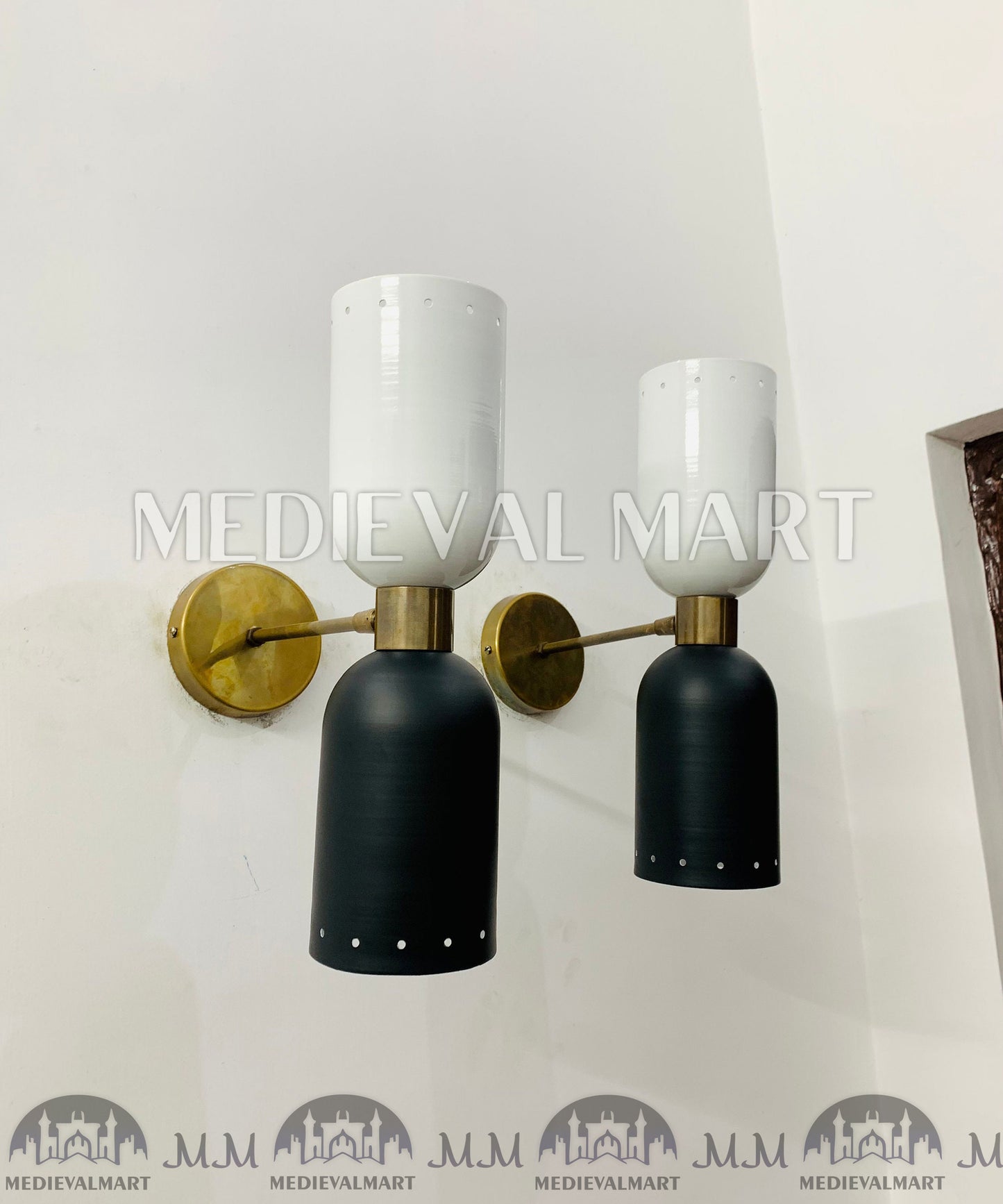 MEDIEVALMART Handmade Mid Century Modern Brass Wall Sconce: Italian Diablo Light Fixture