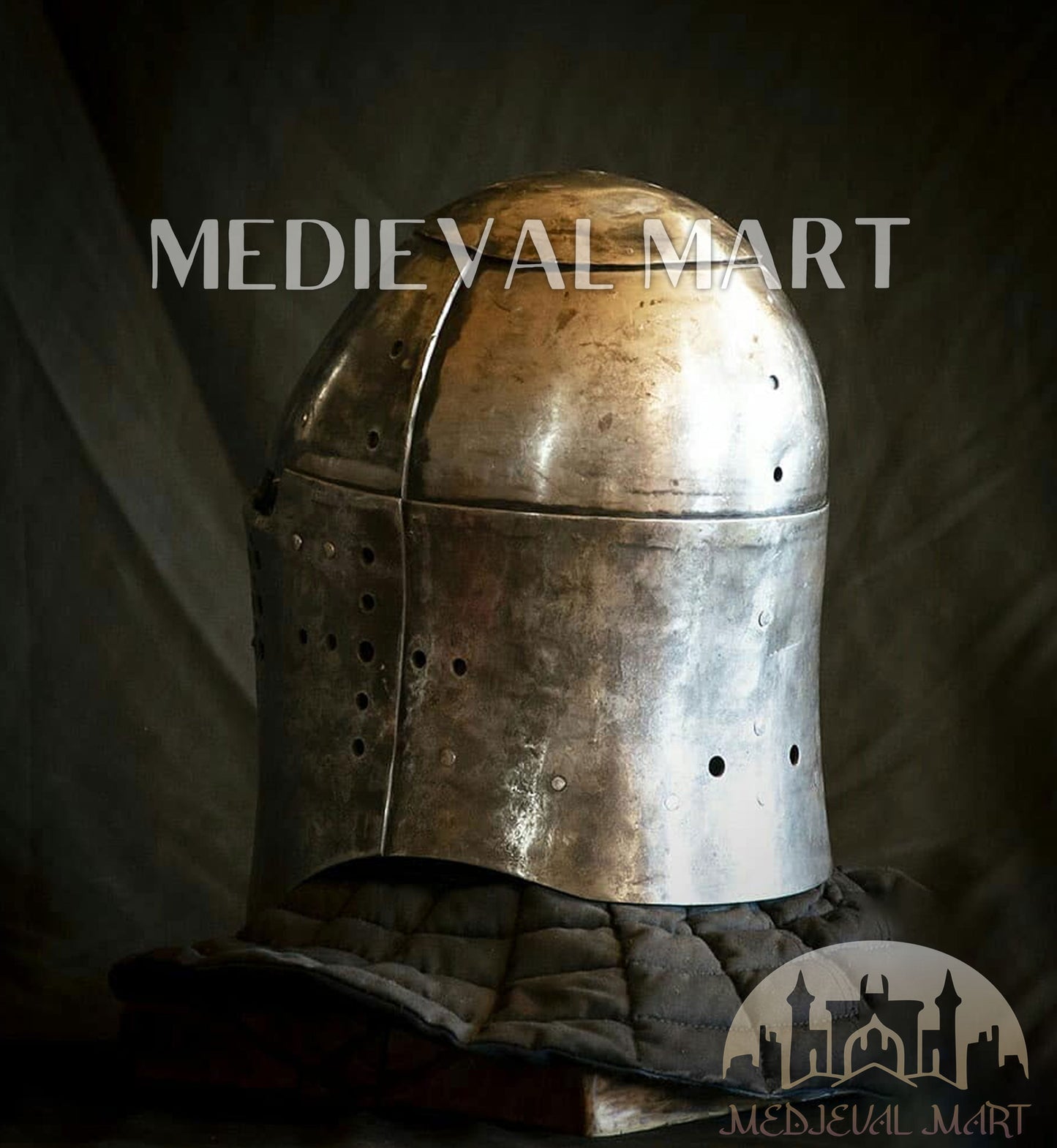 MEDIEVALMART The Great Alexander Hard Steel Edition War Damage Helmet on full Size