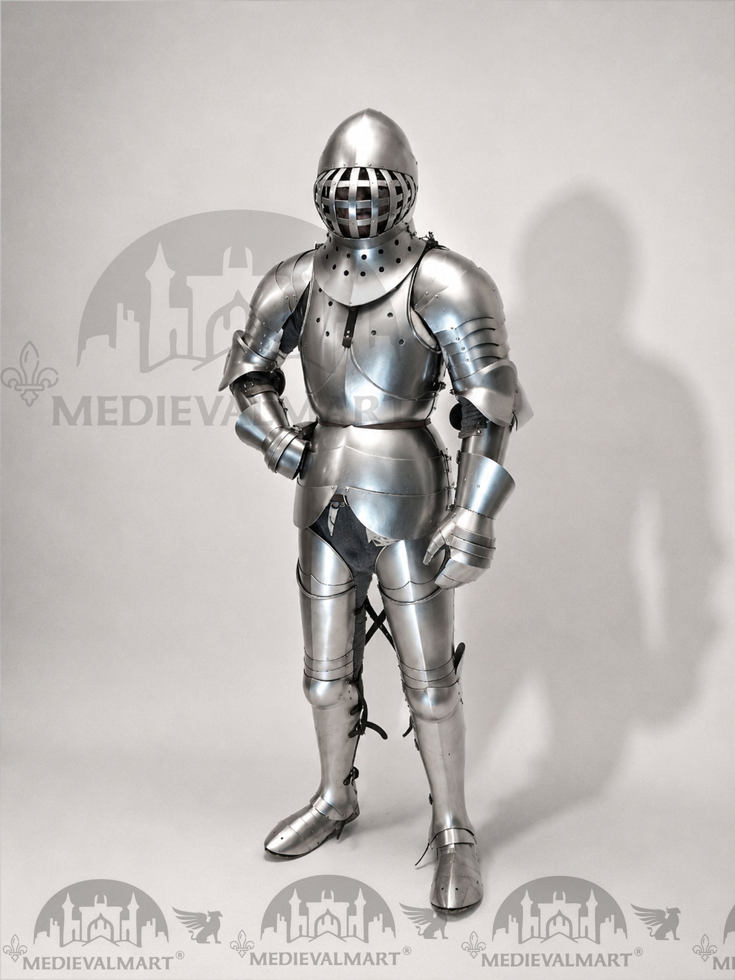 MEDIEVALMART 1400s Medieval Tournament Knight Parade High Gothic Plate Armor W/H Kolbenturnier Bacinet